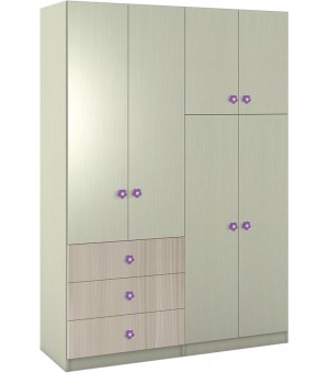 ארון בגדים 4 דלתות ו 3 מגירות דלת מחולקת דגם C-3