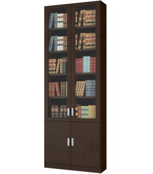 עמודון ספרים סנדוויץ 2 דלתות כולל דלתות זכוכית דגם חבצלת